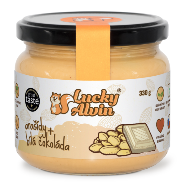Arašídy + bílá čokoláda - oříškové máslo Lucky Alvin