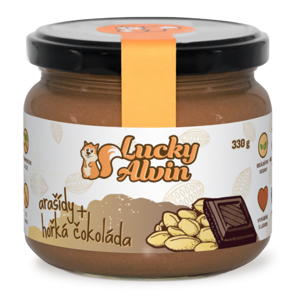 Arašídy + hořká čokoláda - oříškové máslo Lucky Alvin