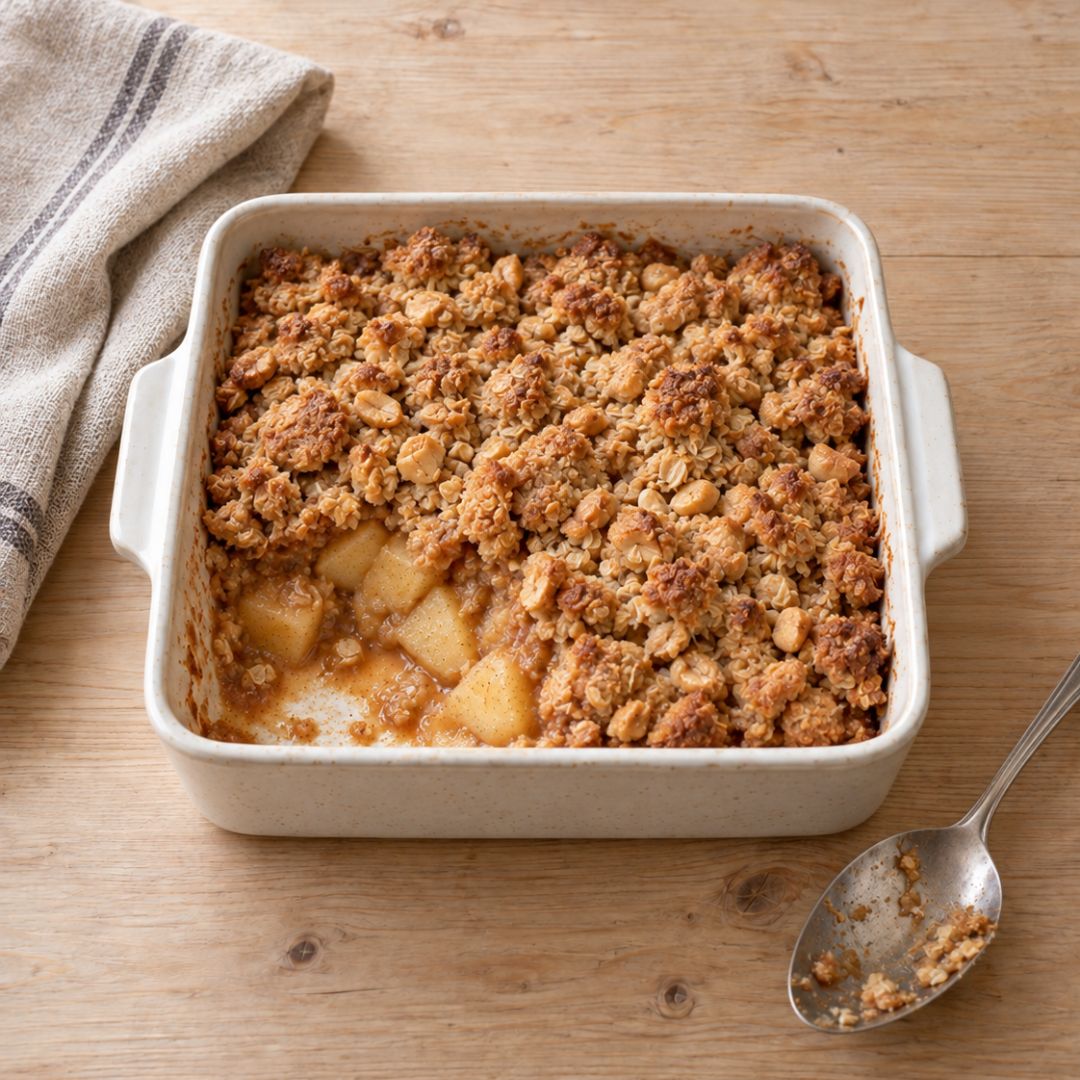 Jablečný crumble s arašídovou drobenkou